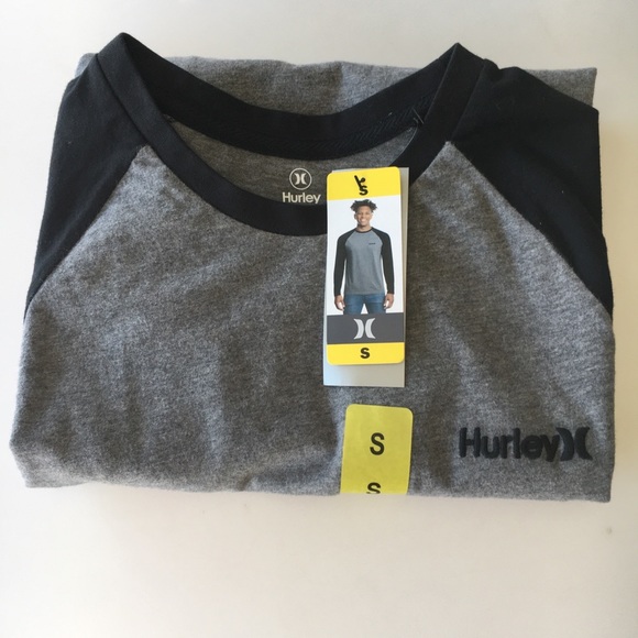 Hurley Other - Hurley Mens Long Sleeve Tee Shirt  Gray Black Size S Cotton Polyester New